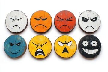 Colorful Emojis Displaying Various Facial Expressions