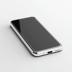 Modern smartphone with blank screen mockup isolated on white background