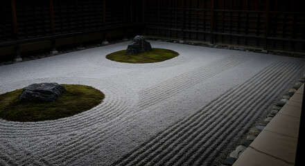 Zen Garden with Rocks and Sand