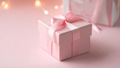 可愛いリボンがついたピンク色のプレゼントボックス