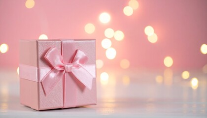 可愛いリボンがついたピンク色のプレゼントボックス