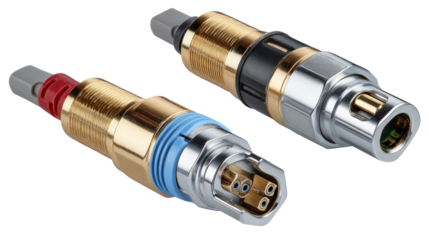 Technological Connector: Close-up shot of advanced connectors. Emphasizing intricate engineering and modern design. Captures the essence of a modern digital world. 