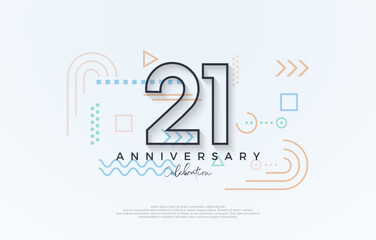 simple design 21st anniversary. with a simple line premium design.