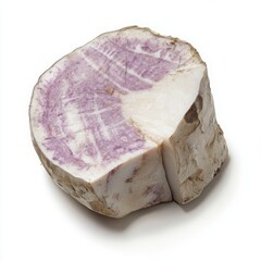 Fototapeta premium Cut purple yam close up photograph on a white background
