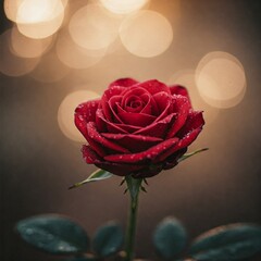 red rose with water drops
