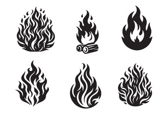 Fire Flame Silhouette Vector Set