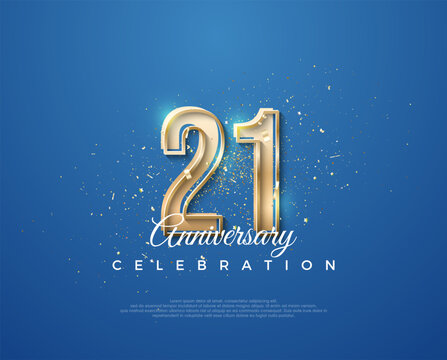 21st anniversary with a luxurious design between gold and blue.