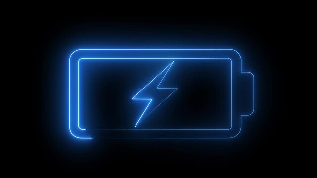 Abstract glowing neon background with low battery. CG animation backdrop. Seamless loop. 4k animation.