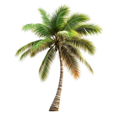 Lush green palm tree isolated on black background tropical nature summer vacation paradise