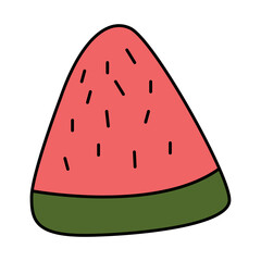 watermelon slice doodle transparent background element