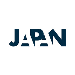 Modern Japan Typography Logo with Mount Fuji Icon Elements,