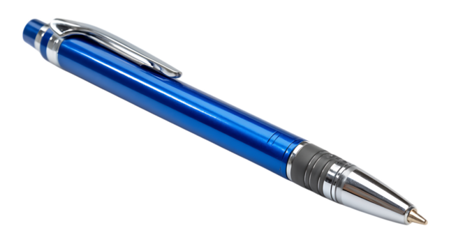 Sleek Metallic Blue Chrome Barrel Pen with High-Quality Glossy Finish

