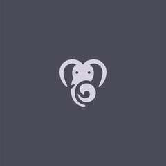 Elephant logo with a heart symbol in creative composition.