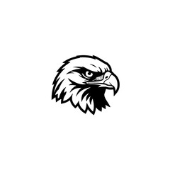 Eagle Head Icon - Bold Black and White Mascot Design