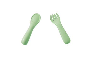 Cartoon baby complementary food tableware, 3d rendering.