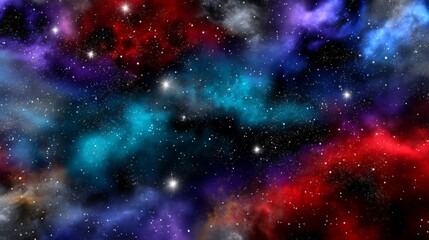 Fototapeta premium Amazing Nebula Background with Dark Blue, Purple, Red, and Turquoise Colors
