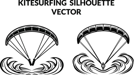 Kitesurfing Silhouette Vector Illustration Set