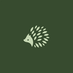 Hedgehog logo forming a leaf-shaped silhouette design.