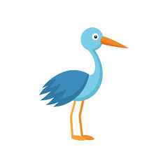 Flat and Minimal Cute Stork icon vector illustration