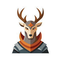 Flat and Minimal deer head icon vector illustration on white