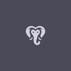 Elephant logo with a heart symbol in creative composition.