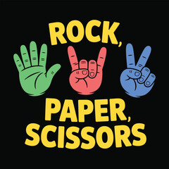 Rock Paper Scissors Hand Gestures Game Vector Illustration