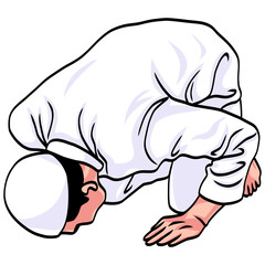 Muslim Prostration Sujud Prayer in Salah Illustration	
