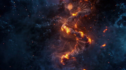 Glowing DNA double helix with methyl groups representing epigenetic modifications, genetic research and biotechnology concepts, science and medical innovation.