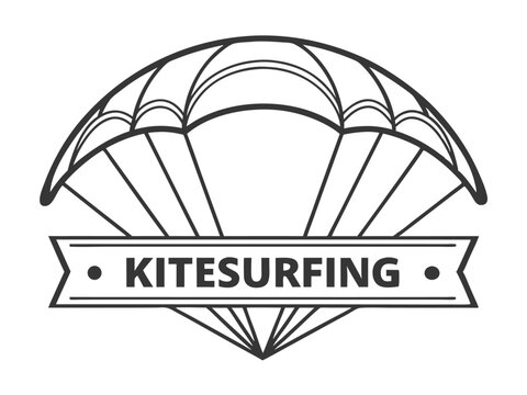 Kitesurfing Kite Silhouette Line Art Emblem