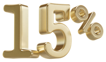 Obraz premium 3D Golden 15 Percent Discount Number Sale