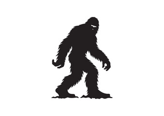 Fototapeta premium Bigfoot Yeti Black And White Silhouette Vector
