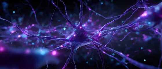 Fototapeta premium Glowing neural network with vibrant colors.