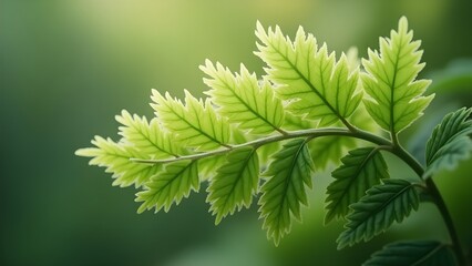 Fototapeta premium Close-up of Mimosa pudica leaves with delicate, vibrant detail.
