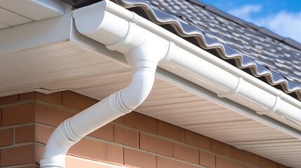 White PVC Gutter System on a Brick House
