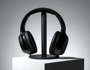 Black Over-Ear Headphones On Stand