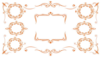 Vintage ornament frameset in various shapes , with white tonespng