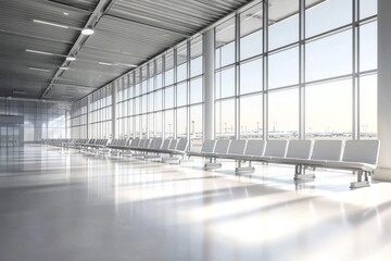 Naklejka premium A serene travel atmosphere illustrated by vacant rows of seats.