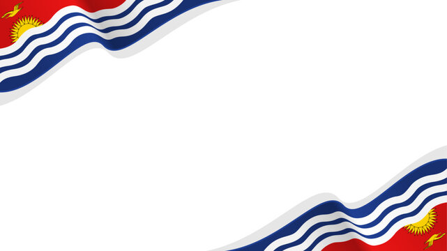 wavy Kiribati flag frame background with copy space for text. Kiribati national day