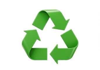 Obraz premium Three Dimensional Green Recycling Symbol Isolated on White Background