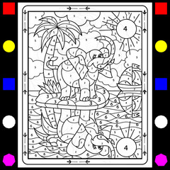 vector illustration of a map of the world Color by Number Coloring Book for Adults an elephant