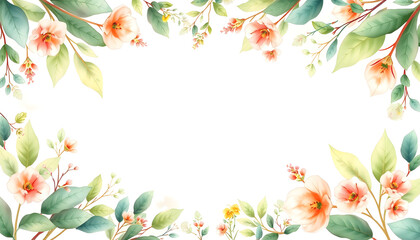 Fototapeta premium Ready to use Card. Herbal Watercolor invitation design with leaves. watercolor background. floral elements, botanic watercolor illustration. Template for wedding. frame isolated with white highlig