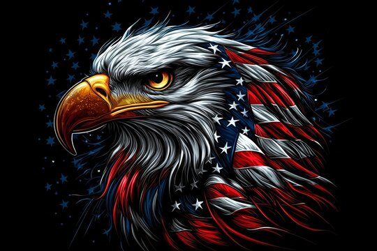 4th of July artistry featuring an eagle adorned in flag colors.