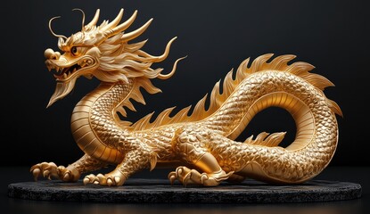 Fototapeta premium Golden dragon figurine