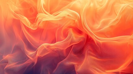 Obraz premium Soft flowing fabric in warm orange and red hues. Fluid translucent material.j