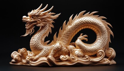 Fototapeta premium Golden Dragon Statue (1)