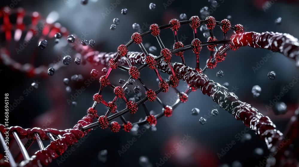 Poster Dna unzipping process illustrated digital artwork science concept abstract environment close-up view