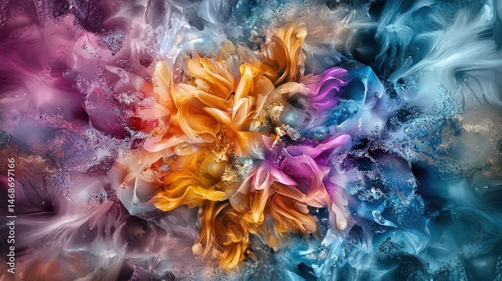 Leinwandbilder Colorful fractal patterns aerial view of abstract art's creative expression on digital canvas
