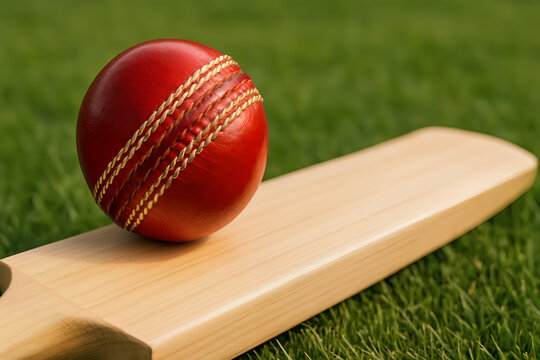 Thrilling Limited Overs Cricket Action: A close-up of a cricket ball mid-flight, capturing the intensity of a bat-and-ball game. Experience the energy of this dynamic sport with vibrant deta