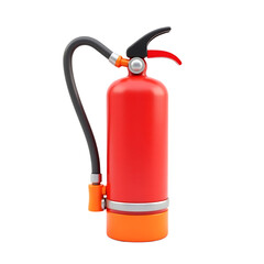 Fototapeta premium Modern 3D Cartoon Fire Extinguisher Icon for Safety, Emergency & Hazard Prevention. Workplace Protection Tool. Isolated Red Equipment for Alert & Rescue Solution