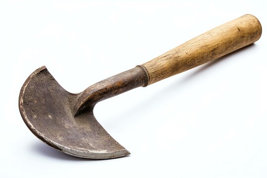 Vintage gardening tool with wooden handle.